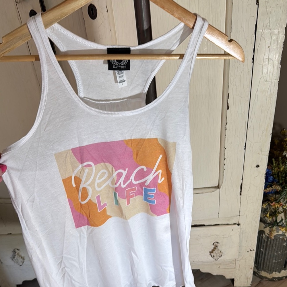 White Graphic Tank Top